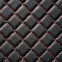 Экокожа стёганая «intipi» Boxy (чёрный/красный, ширина 1.35 м, толщина 5.85 мм)