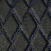 Экокожа стёганая «intipi» Romboid (чёрный/синий, ширина 1.35 м, толщина 5.85 мм)