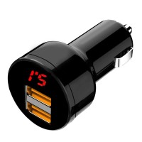 Зарядное устройство с вольтметром, красная подсветка (12/24V, 2*USB, 3.1A)