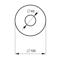 Донце глушителя круглое Ø120 мм, отверстие Ø63 мм (сталь)