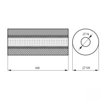 Резонатор «belais» круглый Ø120 мм, длина 450 мм, труба Ø76 мм (нержавеющая сталь)
