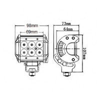 Фара светодиодная «4x4» (узкий фокус, 6 диодов 30W, 2520Lm 98*73*107 мм)