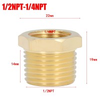 Переходник латунный 1/2 NPT (папа) - 1/4 NPT (мама)