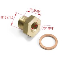 Переходник латунный M16*1.5 (папа) для установки датчика 1/8 NPT (мама)