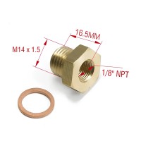 Переходник латунный M14*1.5 (папа) для установки датчика 1/8 NPT (мама)