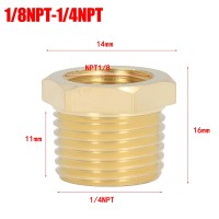 Переходник латунный 1/4 NPT (папа) для установки датчика 1/8 NPT (мама)