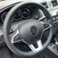 Оплетка на руль из натуральной кожи Renault Arkana I 2019-н.в. (для руля без штатной кожи, черная)