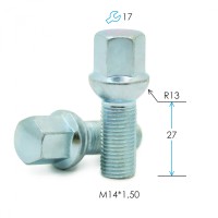 Болт M14*1.5*27 ключ 17 мм, сфера (цинк)