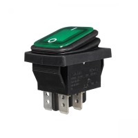 Переключатель клавишный, влага защита (2 положения, 4 pin) 250V 15A с подсветкой (цвет в ассортименте)