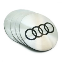Наклейки на ступичные колпачки «Audi» Ø56 (серебристые)