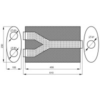 Глушитель «Magnaflov» Y - строение, прямоточный, вход Ø67 мм - выходы Ø60 мм, овал 105*230 мм, длина 610 мм (нержавеющая сталь)