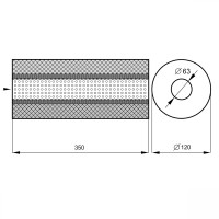 Резонатор «belais» круглый Ø120 мм, длина 350 мм, труба Ø63 мм (нержавеющая сталь)