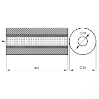 Резонатор «belais» круглый Ø95 мм, длина 250 мм, труба Ø55 мм (нержавеющая сталь)