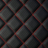 Экокожа стёганая «intipi» Boxy (чёрный/красный, ширина 1.35 м, толщина 5.85 мм) перфорация