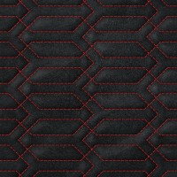 Замша искусственная стёганая «intipi» Chao (чёрный/красный, ширина 1.35 м, толщина 5.9 мм)