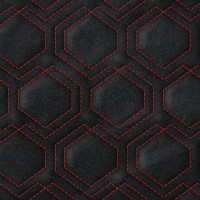 Замша искусственная стёганая «intipi» Sixangle (чёрный/красный, ширина 1.35 м, толщина 5.9 мм)