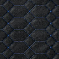 Замша искусственная стёганая «intipi» Crystal (чёрный/синий, ширина 1.35 м, толщина 5.9 мм)