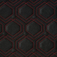 Винилискожа стёганая «intipi» Sixangle (чёрный/красный, ширина 1.35 м, толщина 5.6 мм)