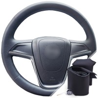 Оплетка на руль из натуральной кожи Opel Insignia I 2008-2013 г.в. (для руля без штатной кожи и кнопок, черная)