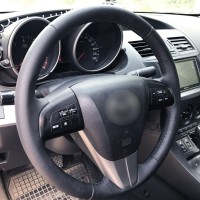 Оплетка на руль из натуральной кожи Mazda 6-II 2010-2013 г.в. (для замены штатной кожи, черная)