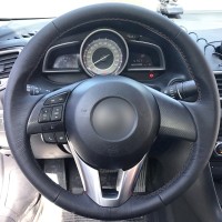 Оплетка на руль из натуральной кожи Mazda CX-5 I 2011-2017 г.в. (для замены штатной кожи, черная)