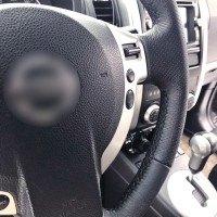 Оплетка на руль из натуральной кожи Mitsubishi Delica V 2011-2016 г.в. (для замены штатной кожи, черная)