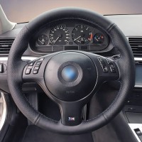 Оплетка на руль из «Premium» экокожи BMW E46 (Coupe/Convertible) 2000-2006 г.в. (черная)