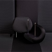 Авточехлы «Lord Auto Дублин Жаккард» Volkswagen Polo Vl с 02.2020 г.в., раздельная задняя спинка, с подлокотником (AW, лифтбек, чёрный/ёж белый)