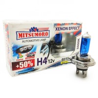 Лампы галогенные «Mitsumoro» H4 +50 Super White Xenon Effect (12V-60/55W, P43t-38)
