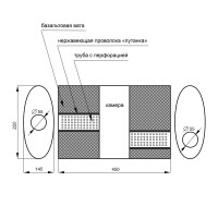 Глушитель «belais» Z - строение с камерой, вход Ø55 мм - выход Ø55 мм, овал 145*220 мм, длина 450 мм (нержавеющая сталь)