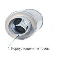 Резонатор «CBD» круглый с отводами, камерой, диффузором, длина 520 мм, труба Ø51 мм (American Style, алюмокремниевое покрытие AS120)