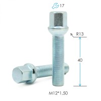 Болт M12*1.5*40 ключ 17 мм, сфера (цинк)