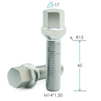 Болт M14*1.5*45 ключ 17 мм, сфера (хром)