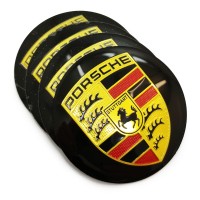Наклейки на ступичные колпачки «Porsche» Ø56 (чёрные)