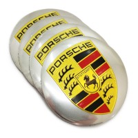 Наклейки на ступичные колпачки «Porsche» Ø56 (серебристые)