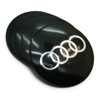 Наклейки на ступичные колпачки «Audi» Ø60 (чёрные)