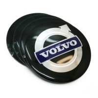 Наклейки на ступичные колпачки «Volvo» Ø60 (чёрные)