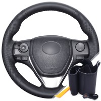Оплетка на руль из «Premium» экокожи Toyota RAV4 2012-2019 г.в. (для руля со штатной кожей, черная)