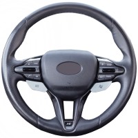 Оплетка на руль из «Premium» экокожи Hyundai i30 N 2018-2020 г.в. (черная)