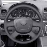 Оплетка на руль из «Premium» экокожи Skoda Octavia 2009-2013 г.в. (для руля без кнопок, черная)
