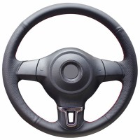 Оплетка на руль из «Premium» экокожи Volkswagen Tiguan 2010-2016 г.в. (для руля со штатной кожей, черная)