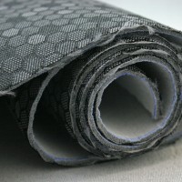 Жаккард «Соты мелкие» на поролоне (чёрно-серый, ширина 1,45 м., толщина 3 мм.) огневое триплирование