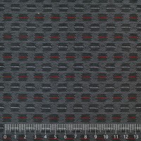 Жаккард «Шахматы» на поролоне (чёрно-серый с бело-красной полосой, ширина 1,45 м., толщина 3 мм.) огневое триплирование