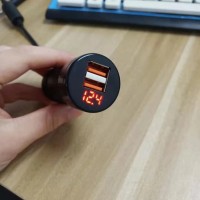 Зарядное устройство с вольтметром, красная подсветка (12/24V, 2*USB, 3.1A)