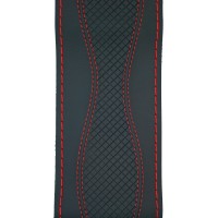 Оплетка на руль универсальная из экокожи «WAVE» М 37-39 см (чёрная, строчка красная)