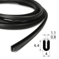 Уплотнитель П-образный / U-образный резиновый «belais» (10 метров, чёрный)