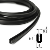 Уплотнитель П-образный / U-образный резиновый «belais» (5 метров, чёрный)