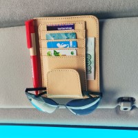 Органайзер «SMALL» на солнцезащитный козырек автомобиля для документов, очков, визитных, банковских карт (бежевый, 155*125 мм.)