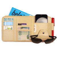 Органайзер «BIG» на солнцезащитный козырек автомобиля для документов, очков, визитных, банковских карт (бежевый, 290*150 мм.)