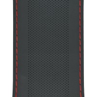 Оплетка на руль универсальная из экокожи «DESIGN K10» М 37-39 см (чёрная, строчка красная)